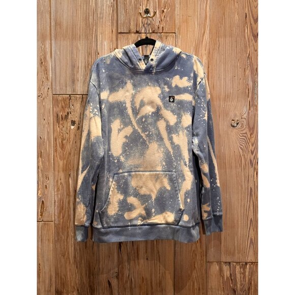 Volcom XXL Custom Bleached Mens Pullover Hoodie Blue & Cream - Picture 1 of 5